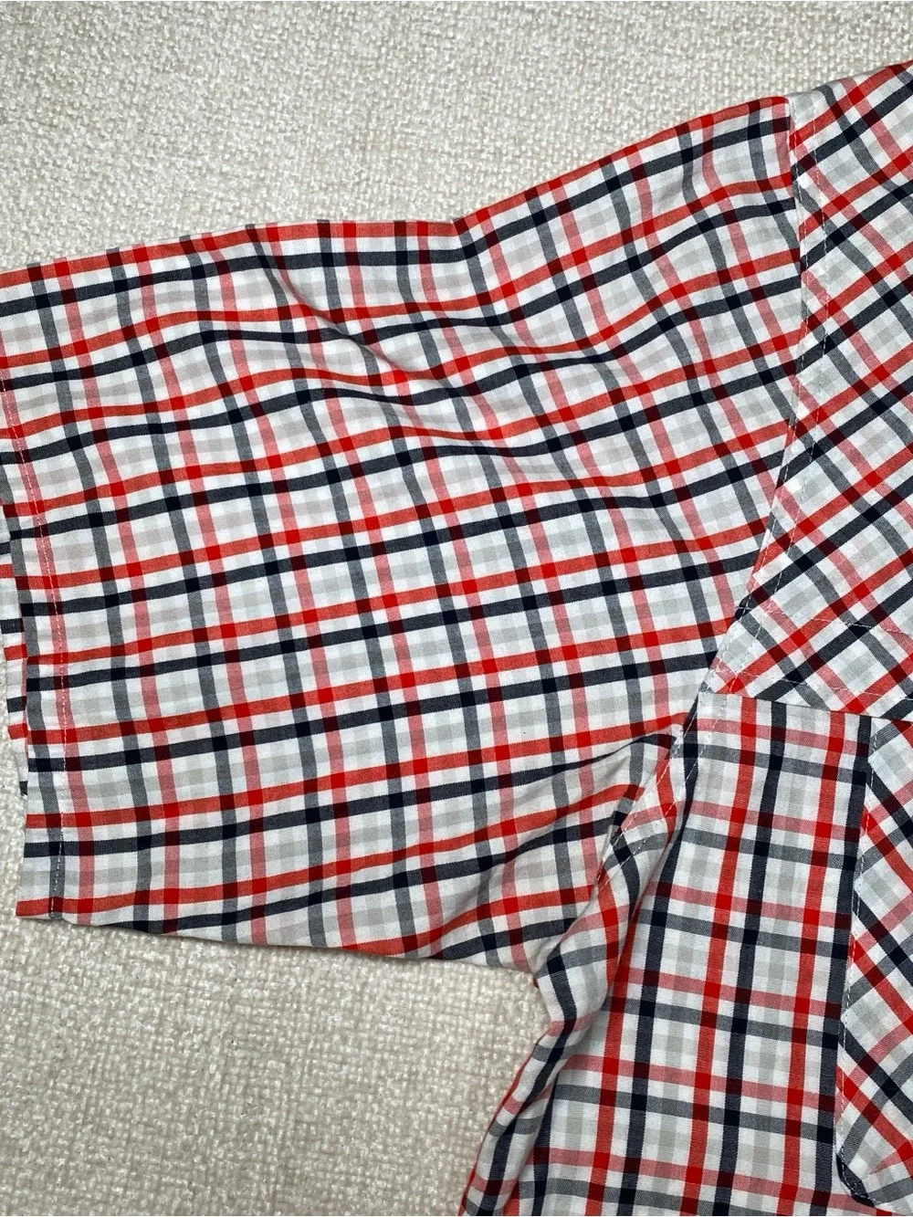 Rare Jordan Short Sleeve Plaid Button Up Shirt Men L Red Black White Streetwear